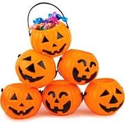Halloween Decorations Halloween Pumpkin Buckets,Pumpkin Candy Buckets with Handle Trick or Treat Pumpkin Baskets for Halloween Decorations Candy Bag Fillers Party Supplies